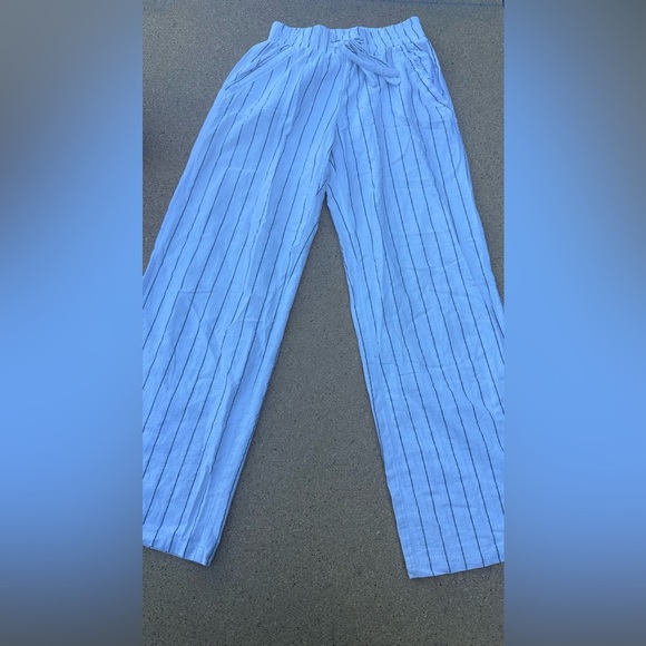 Sienna Sky White Pants with Black Stripes Bohemian Tie Front Size Medium - Picture 6 of 9